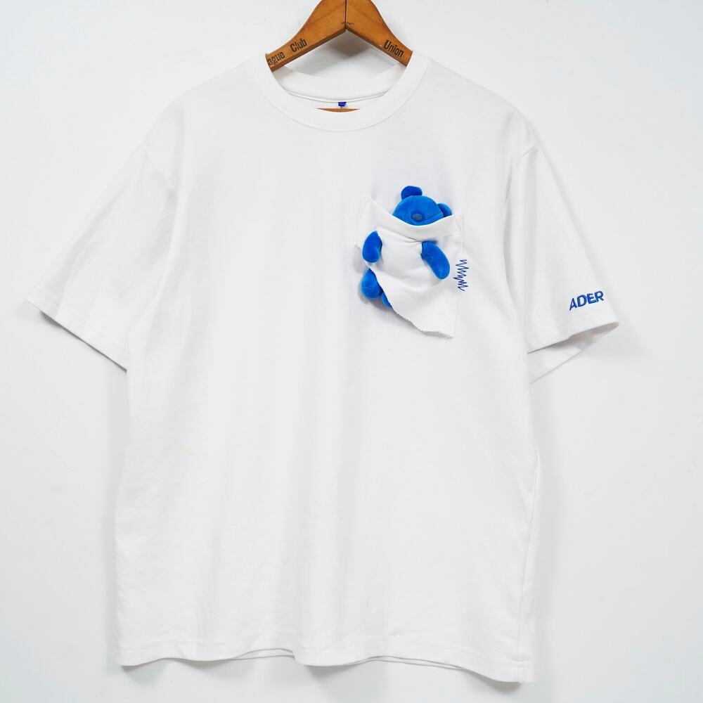 ADER ERROR Hole Pocket Bear Doll T-Shirt White A1 Oversized Korea Unisex